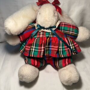 Bunnies by the Bay Plaid Stuffed Bunny - Red, Green, White